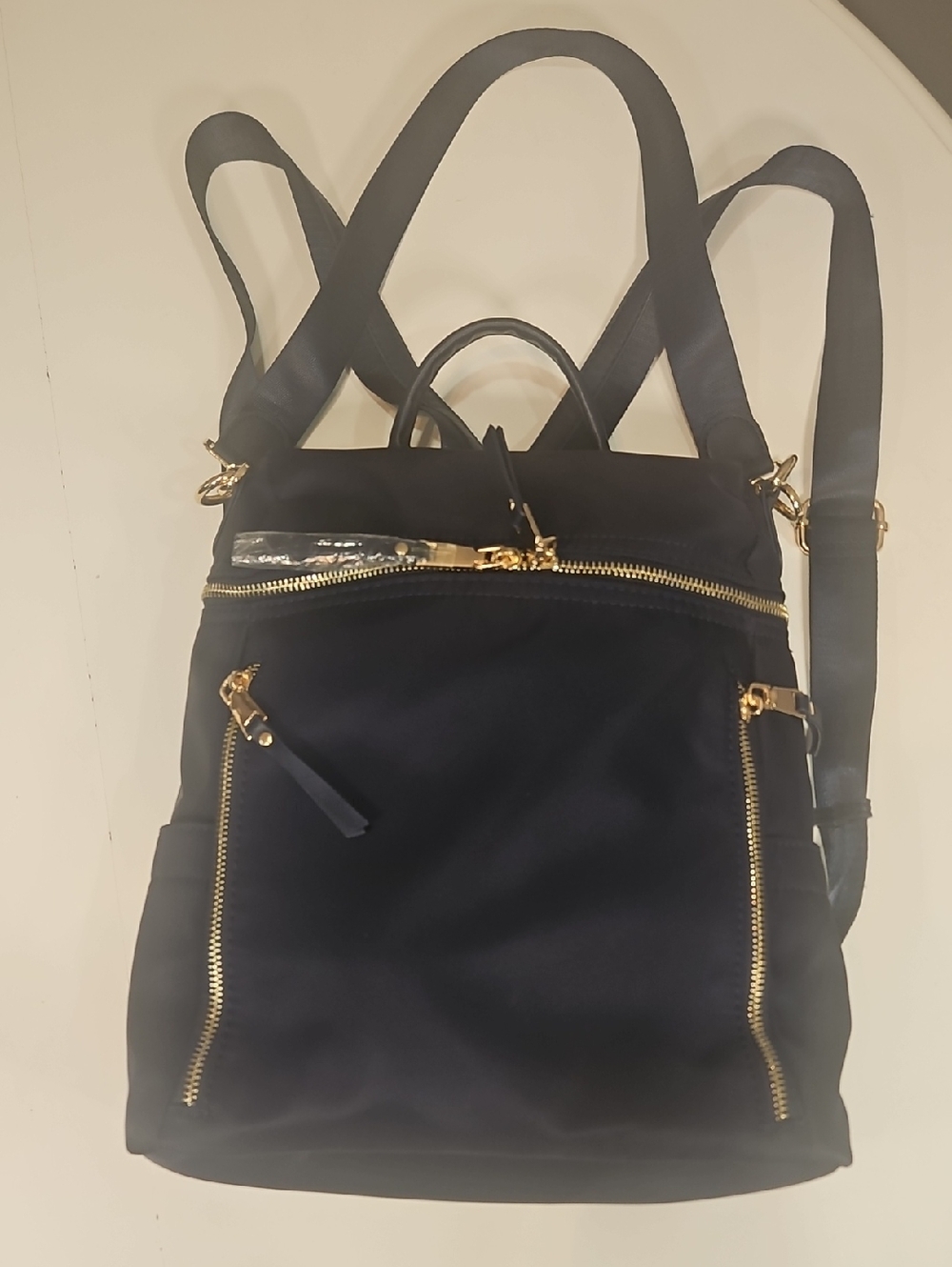 Miztique Women's Navy Blue Backpack Purse with Gold Hardware